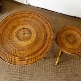 Pair of rattan side tables