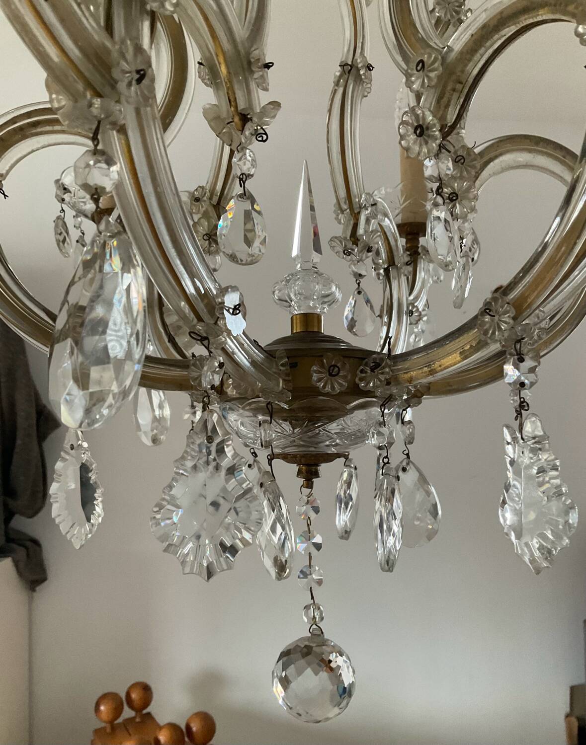 Old Venetian chandelier in crystal and bronze
