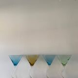 Set de 4 verres à cocktail dansant multicolor, 1990