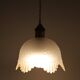 Frosted glass pendant light with floral pattern and wavy edge