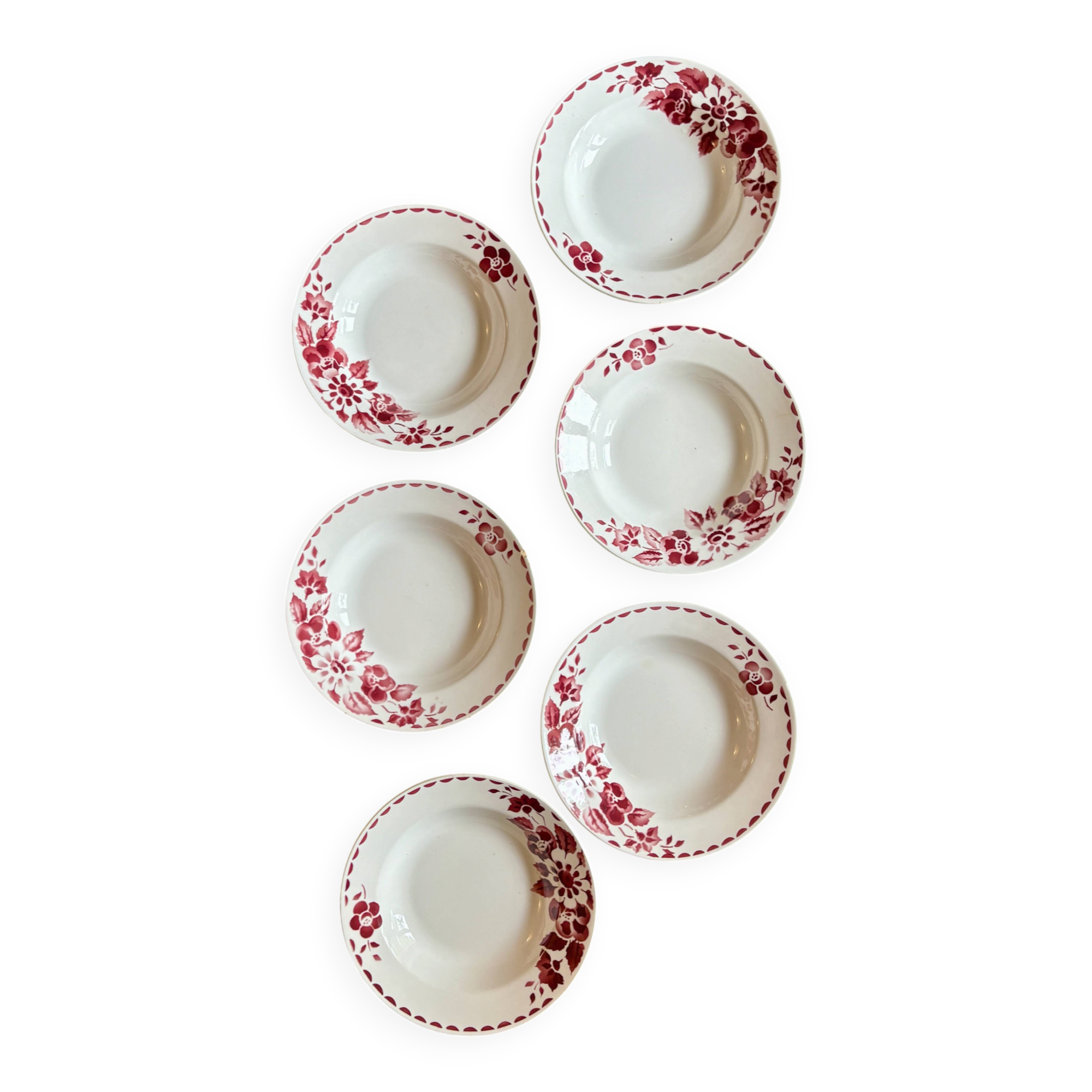 Set of 6 vintage deep plates Model Jane by Céranord
