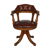 Swivel desk, wood and leather