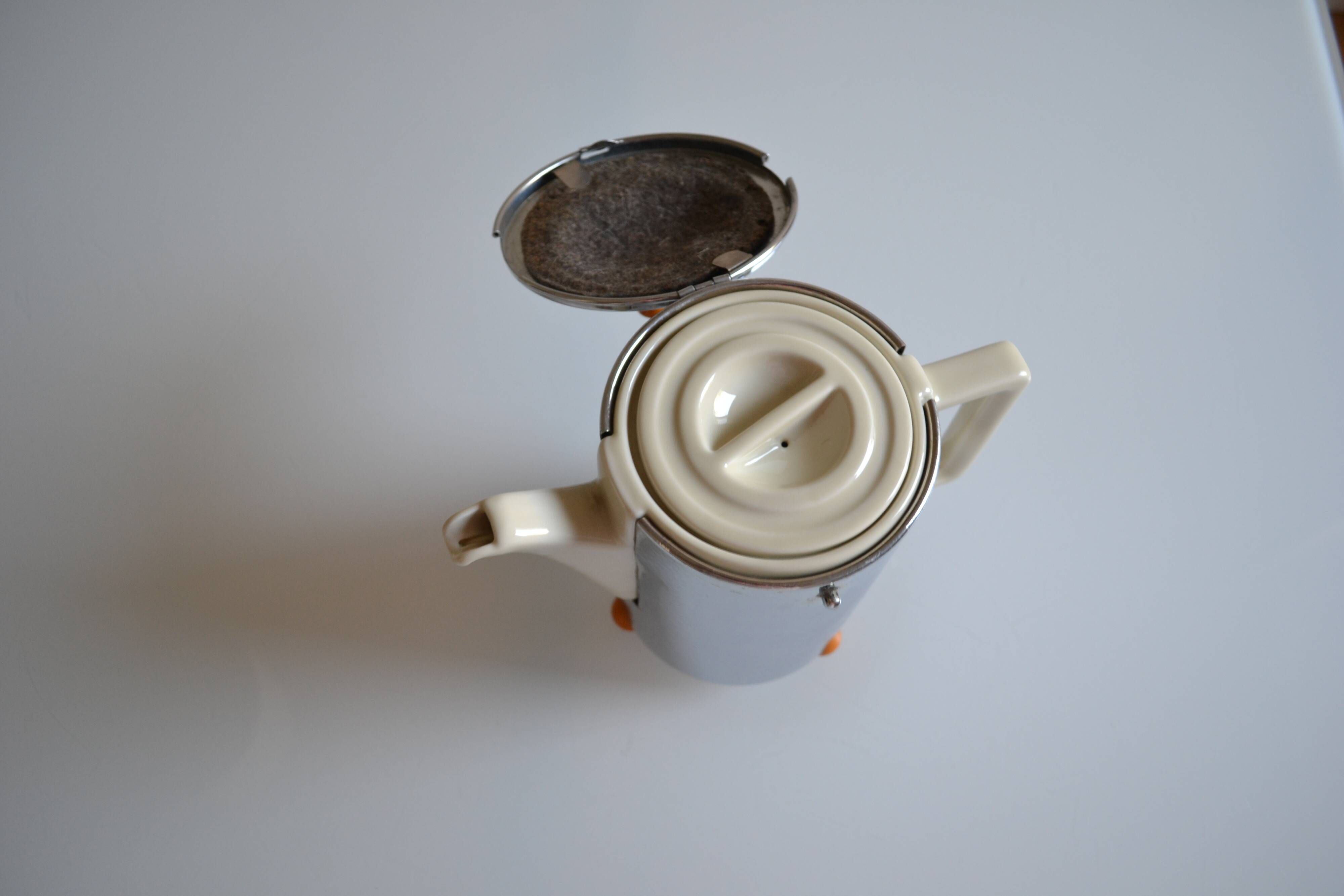 WMF Bauscher Weiden Germany 1930 Art Deco Bauhaus Teapot 1 liter