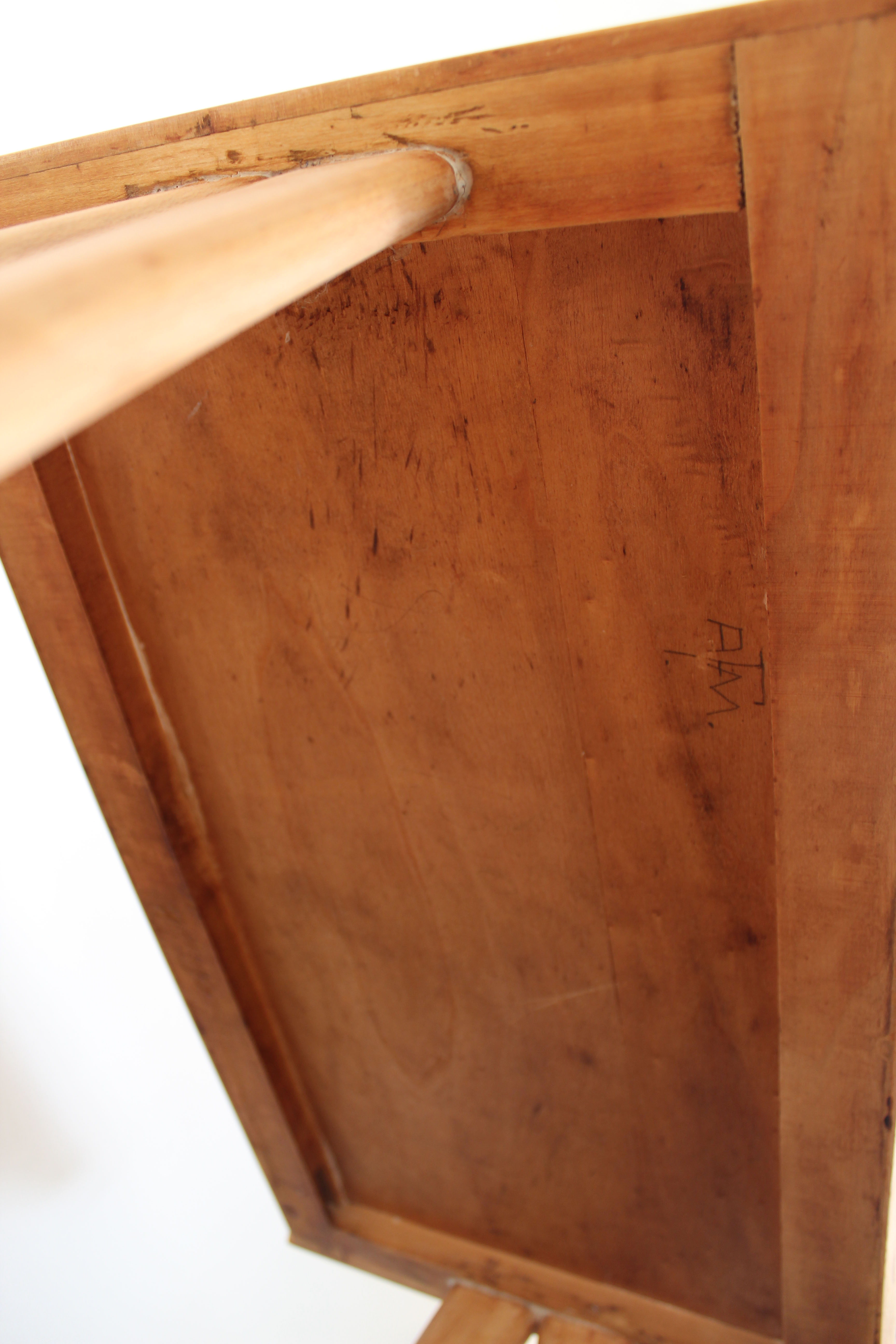 Beech wood coffee table, restored, Italy 50s