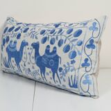 Suzani Animal Bedding Pillow Case Made from a 19th Century Suzani - Camel Lumbar Bird Cushion Cover