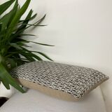 Bi-sided cushion beige black white pattern