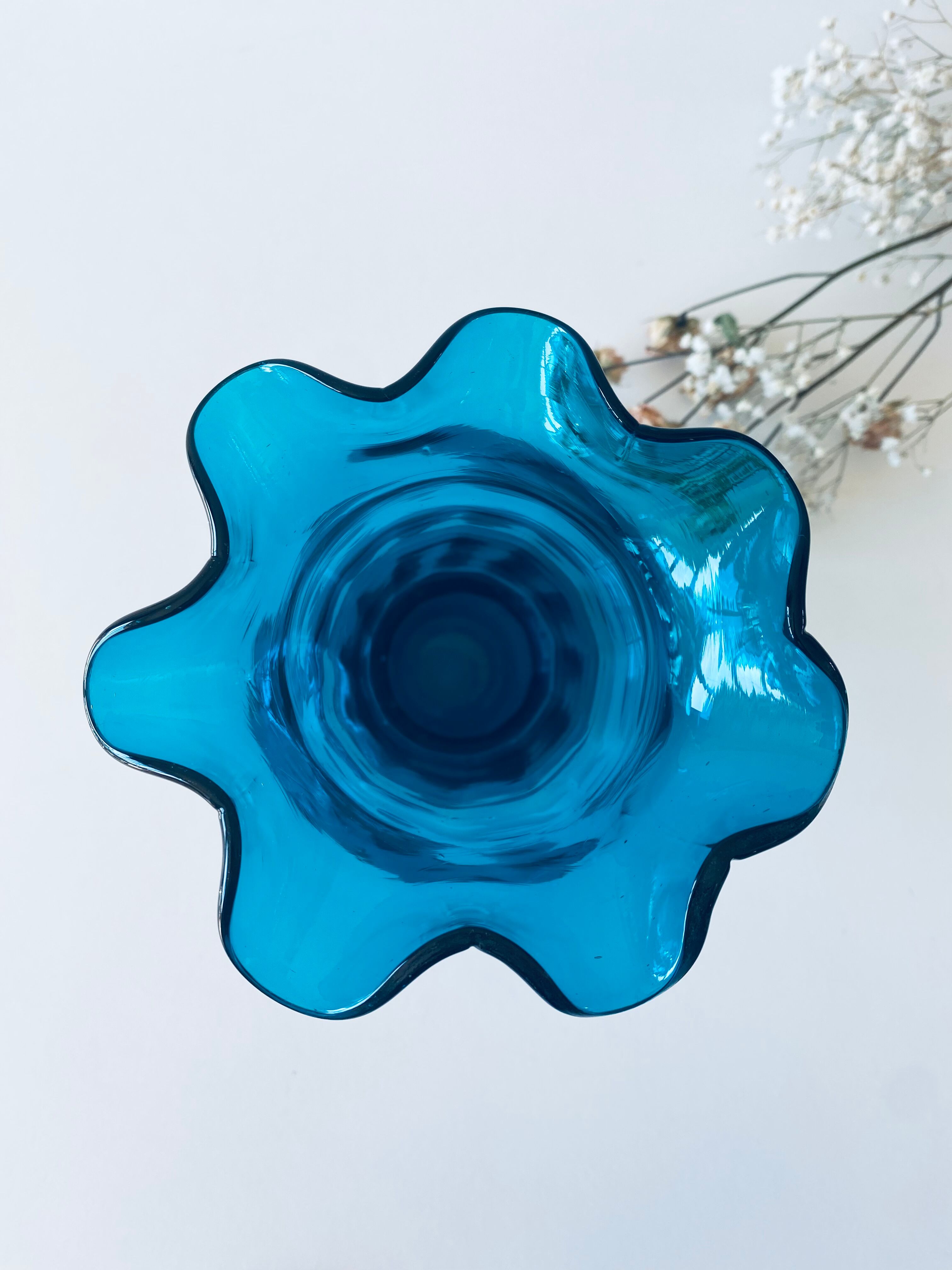 Old blue duck vase with collar