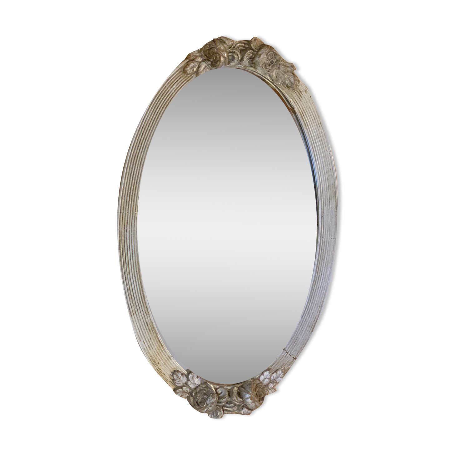 Very old mirror, flower motif frame