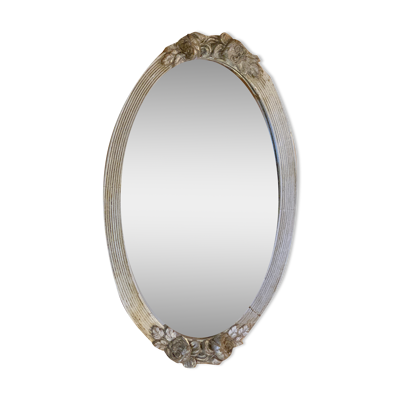 Miroir très ancien, encadrement motif fleur