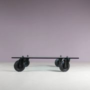 Coffee table "Table with Wheels" from the 1980s by Gae Aulenti for Fontana Arte, Italy.
