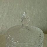 Bonbonniere pot couvert en verre decor pointe de diamant