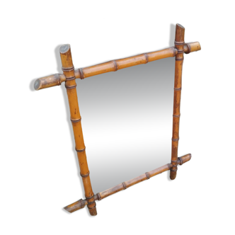 Vintage antique bamboo mirror