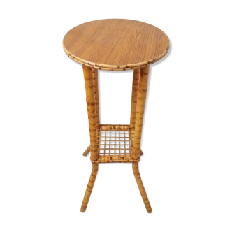 Tabouret rotin doré