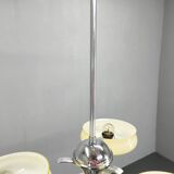 Bauhaus Chandelier Czechoslovakia 1930s Milk Glass Chrome Pendant