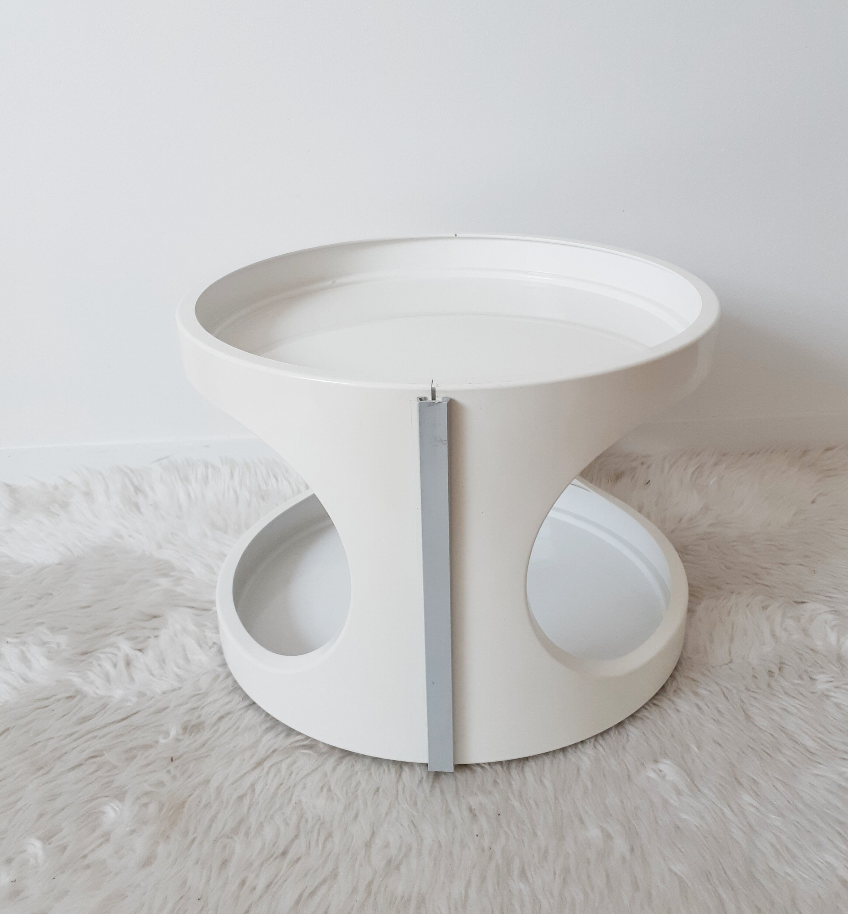 Vintage bar table, white plastic, round table, 70s