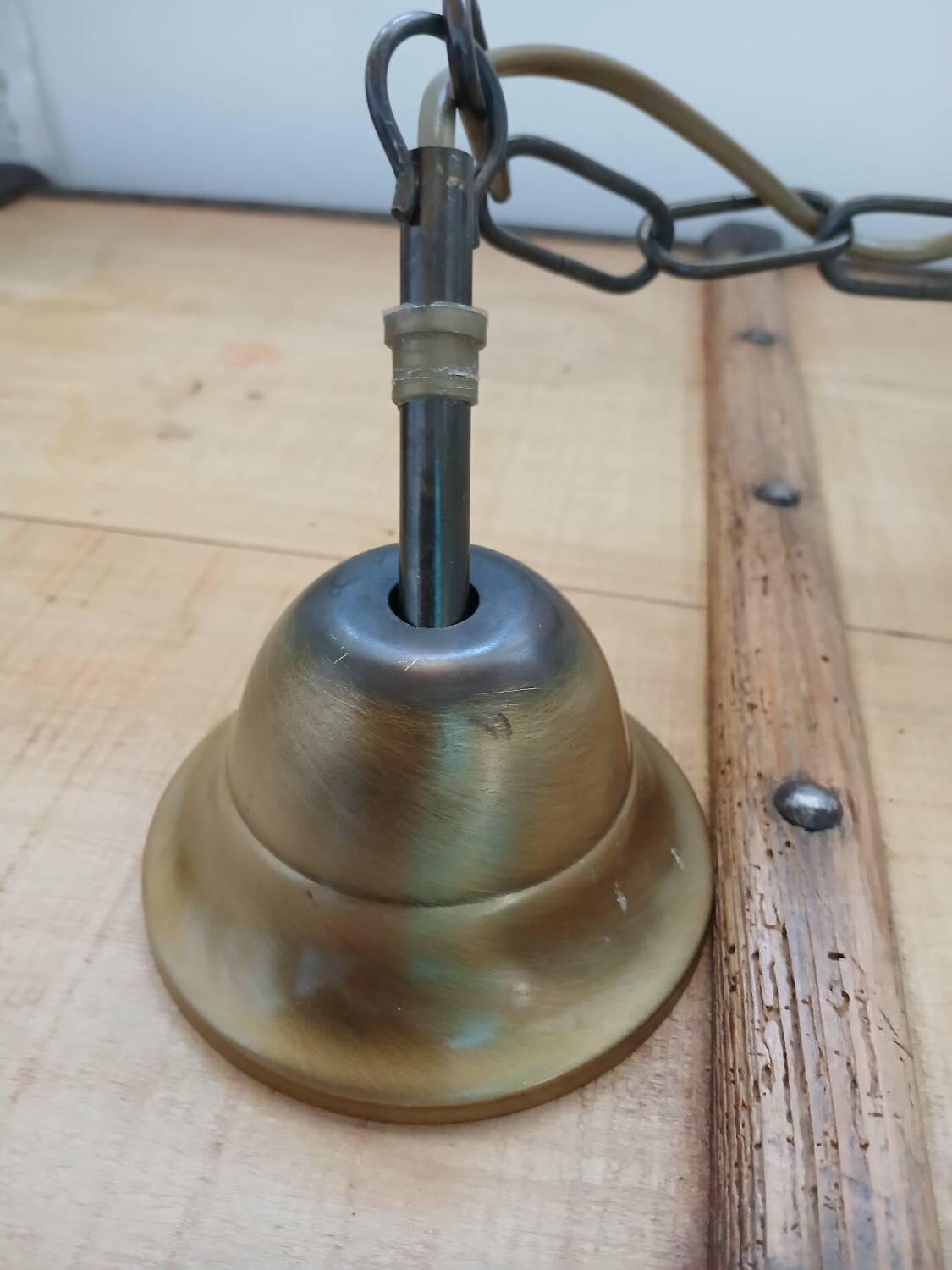 Vintage frosted blown glass pendant light