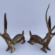 four vintage brass gazelle antelope sculptures