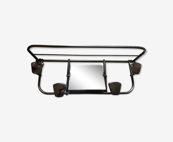 Wall coat rack with vintage mirror 50s