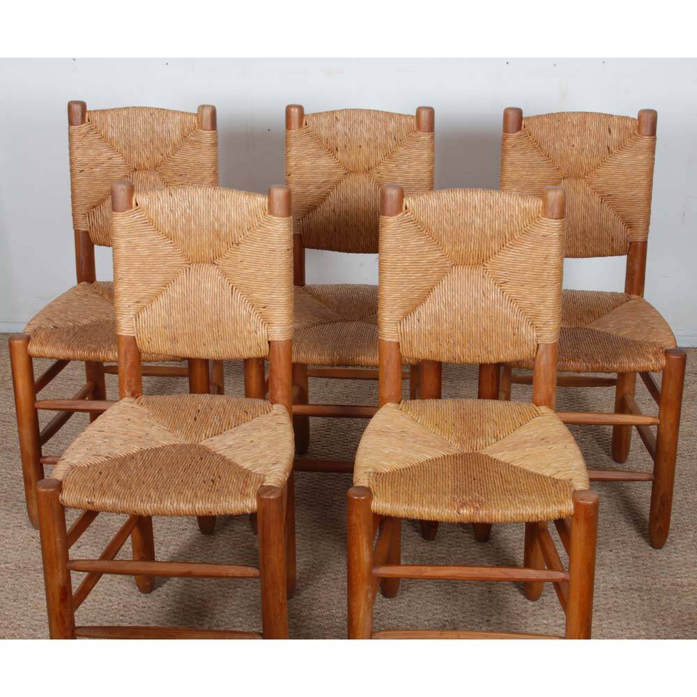 Set of 6 chairs, model Bauche no. 19, by Charlotte Perriand, 1950