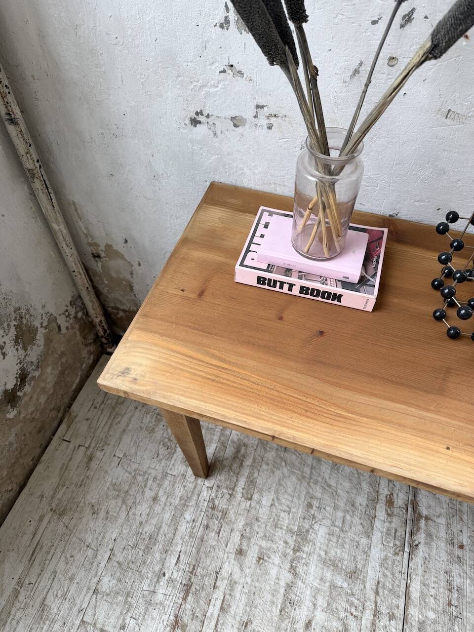 Oak and pine farmhouse console table
