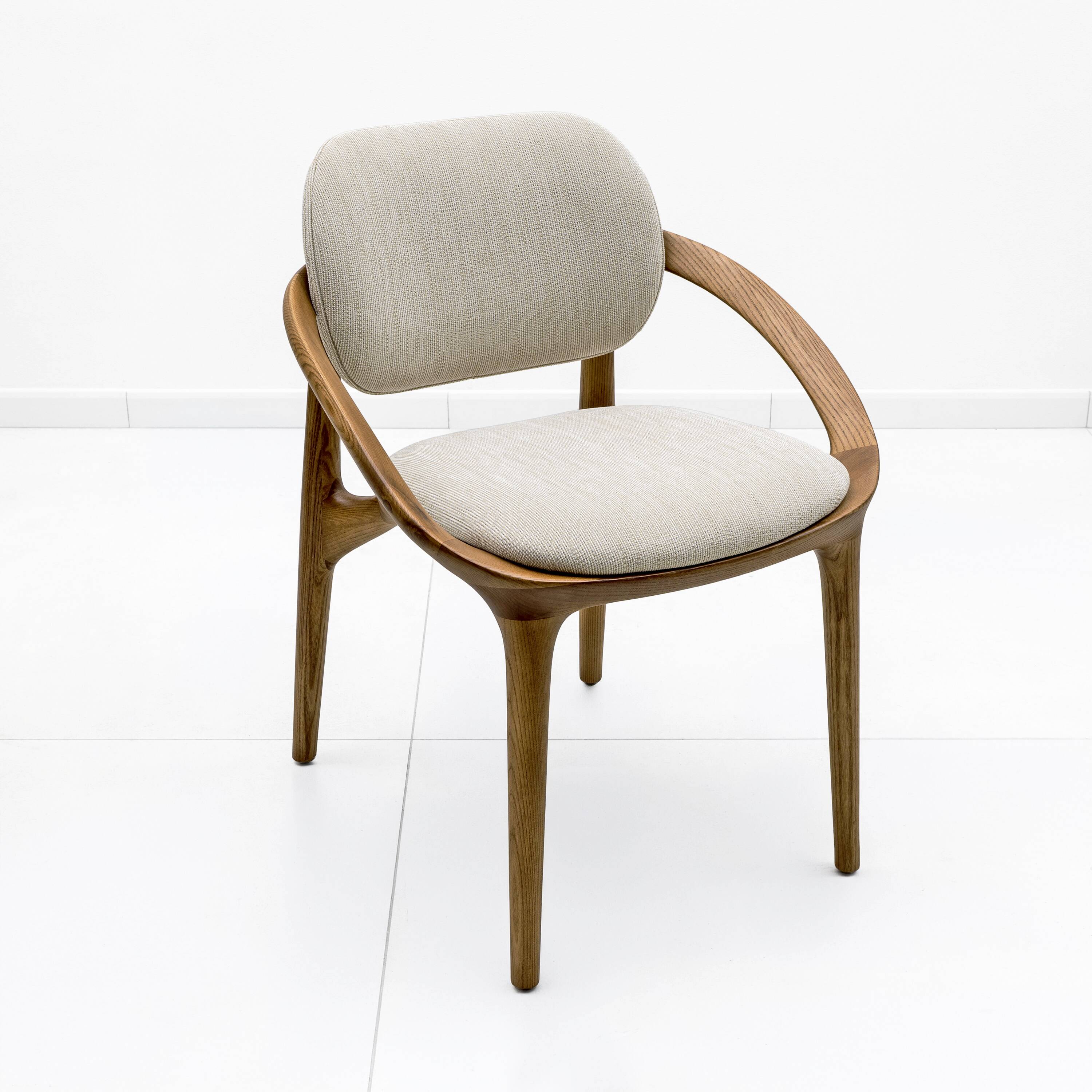 Set of Six Italian Contemporary Dining Chairs with Sculptural Curved Frame