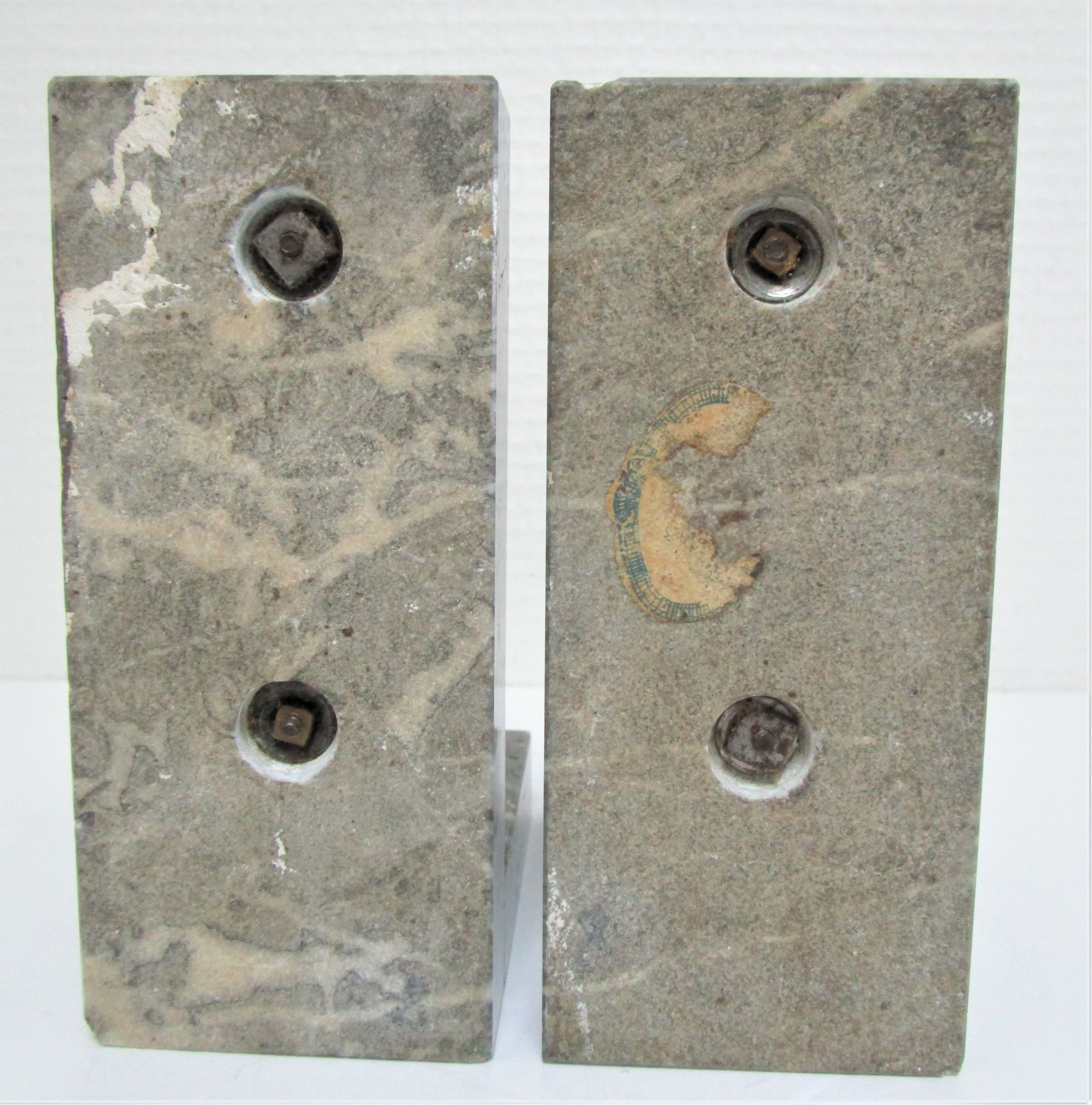 Pair of greenhouse books bird Art Deco metal patinated marble