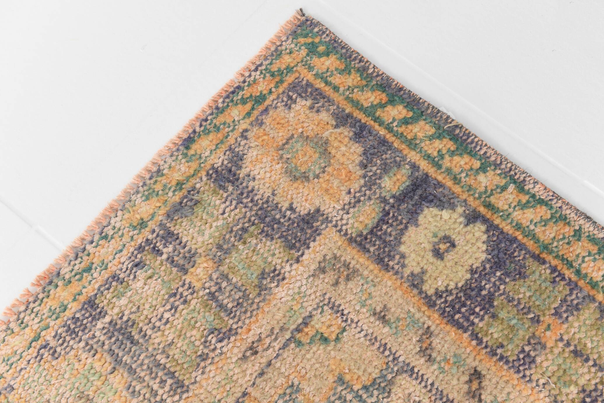 7x10 Vintage Peach Beige Large Area Turkish Vintage Rug, 195x313Cm