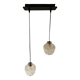 Two-light cascade pendant in gold-plated brass and molded glass