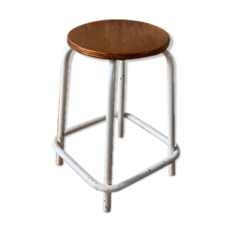 Vintage workshop stool with foot rest