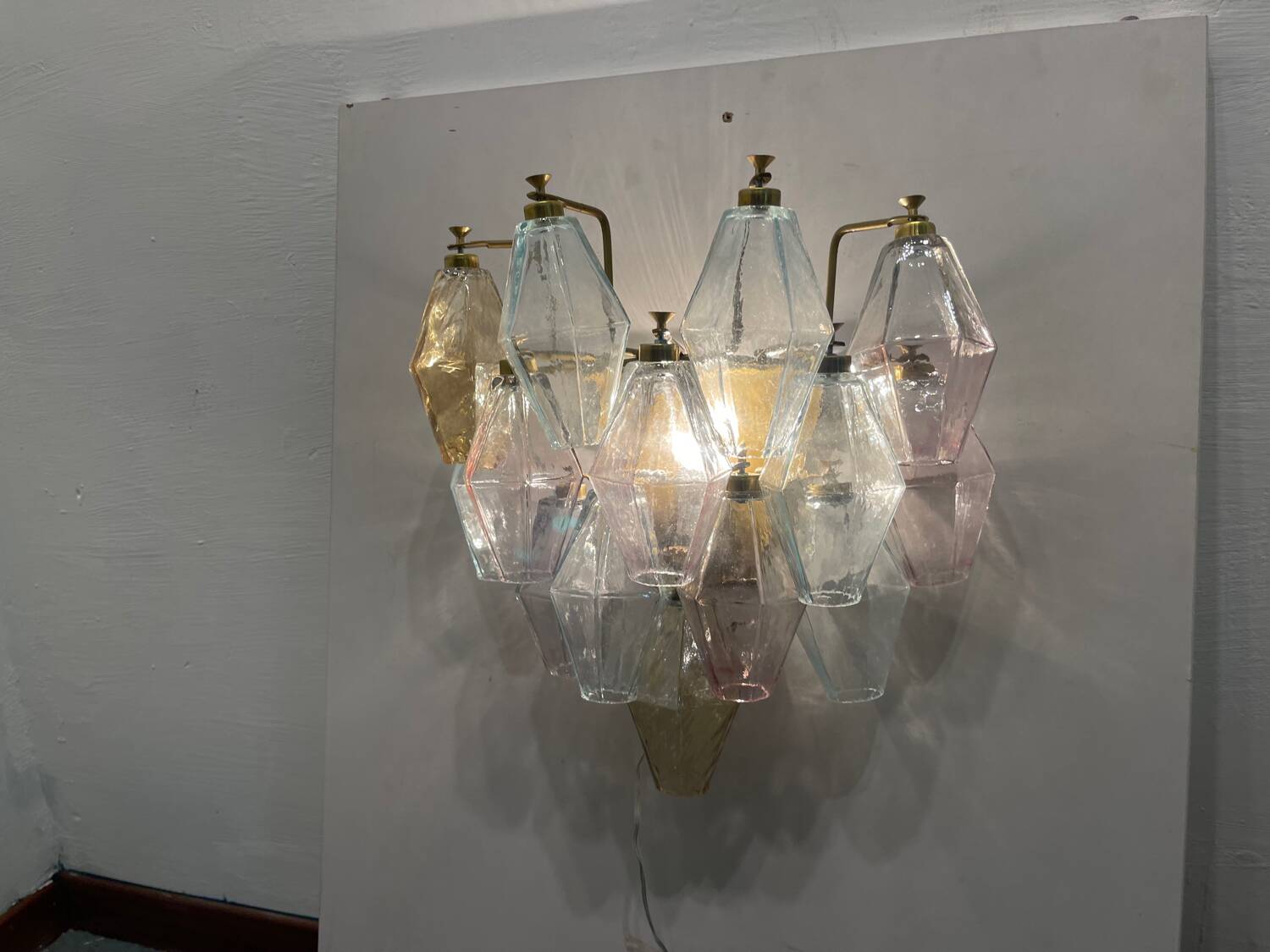 Murano Glass Polygon Sconces Set of 2