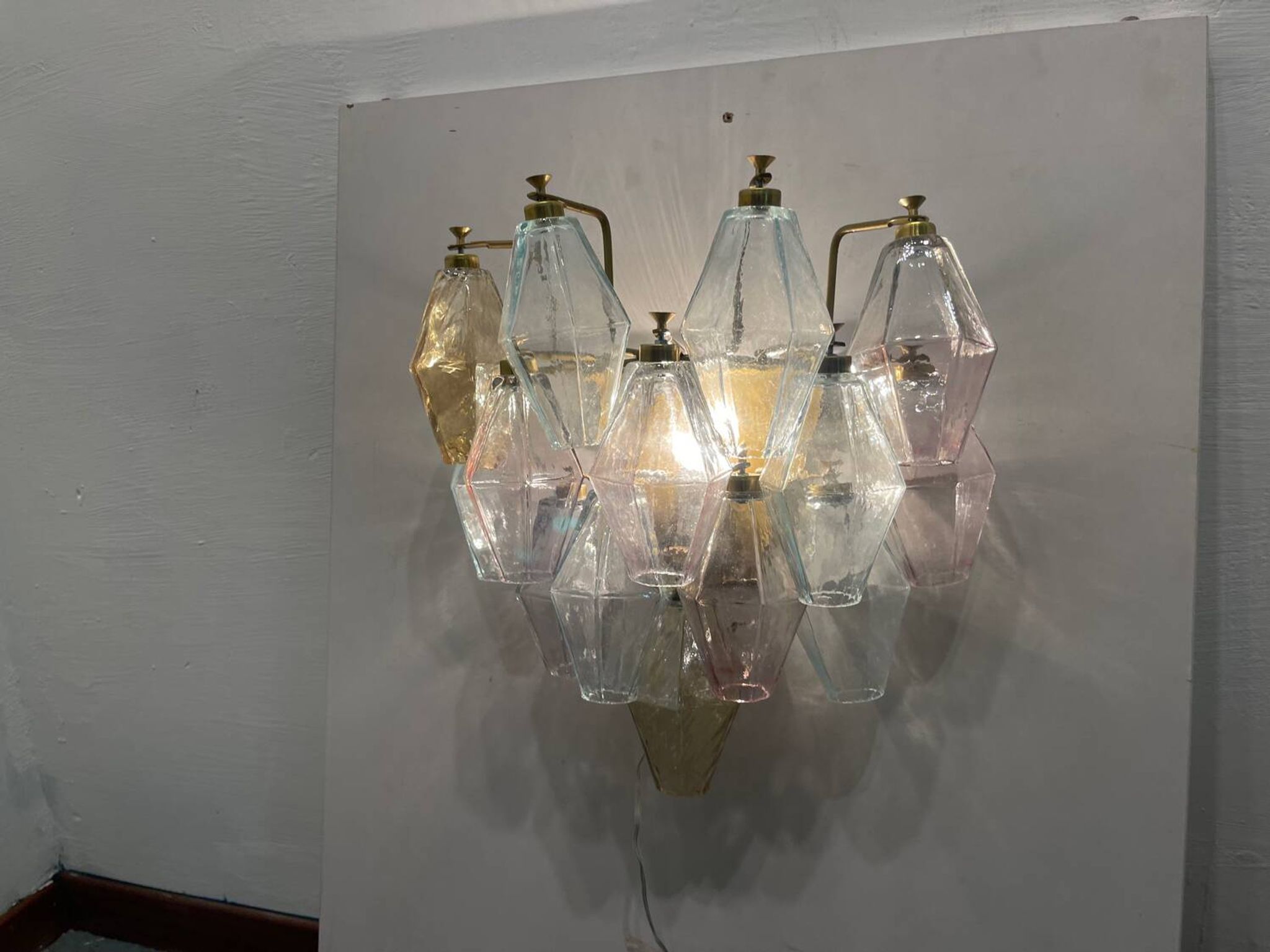 Murano Glass Polygon Sconces Set of 2