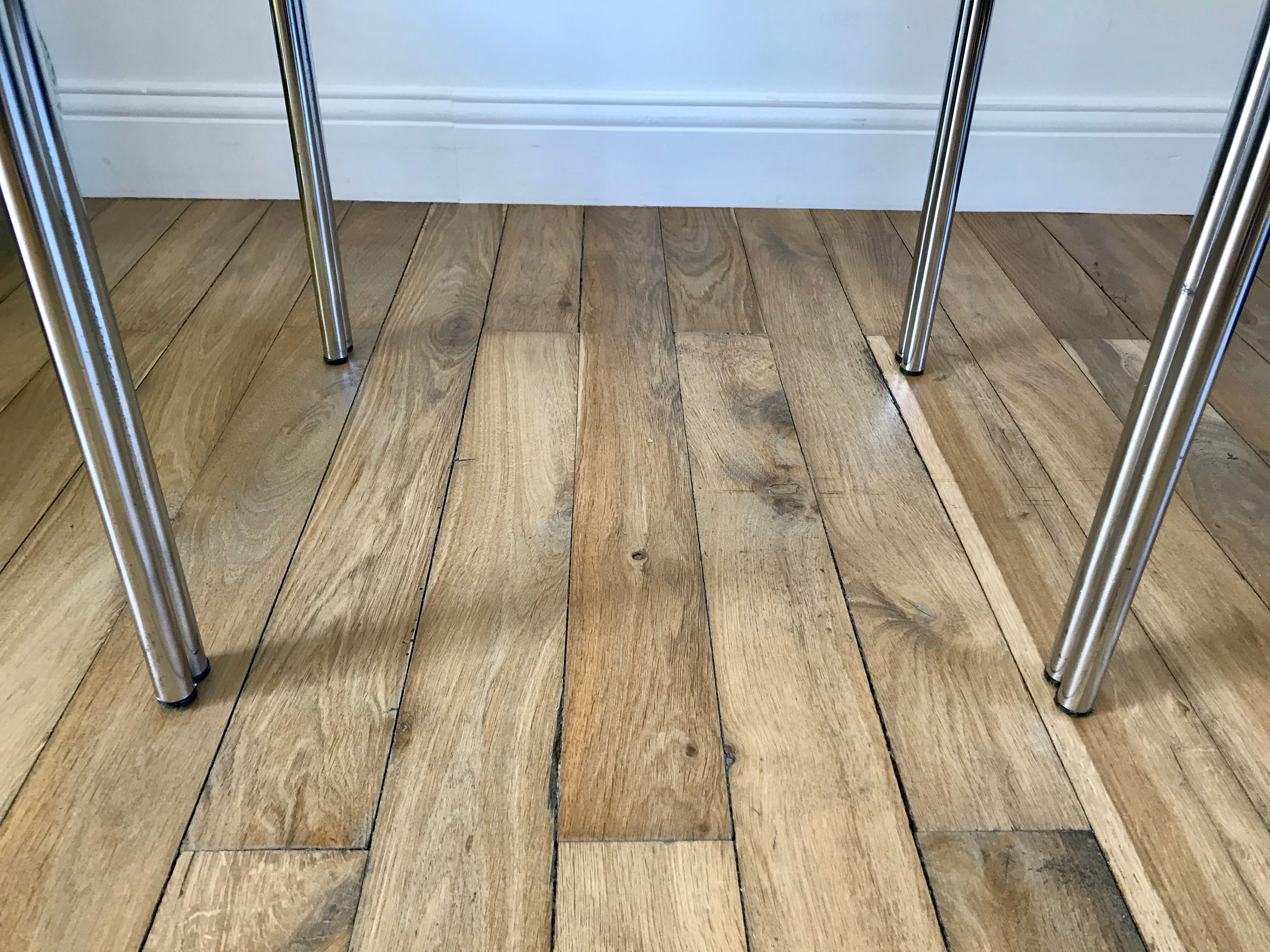 Side table in chrome and smoked glass 70s
