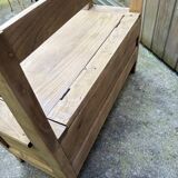 Farmhouse bench with chest in antique solid walnut