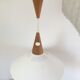 Scandinavian pendant lamp in teak and white metal 70s