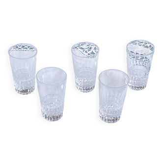 5 Vintage crystal glasses / goblets from Daum France - Height 8.2 cm