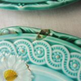 Lot of old majolica plates, flower décor, from Villeroy & Boch