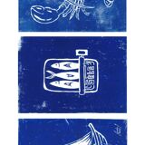 Set of 3 framed linocuts
