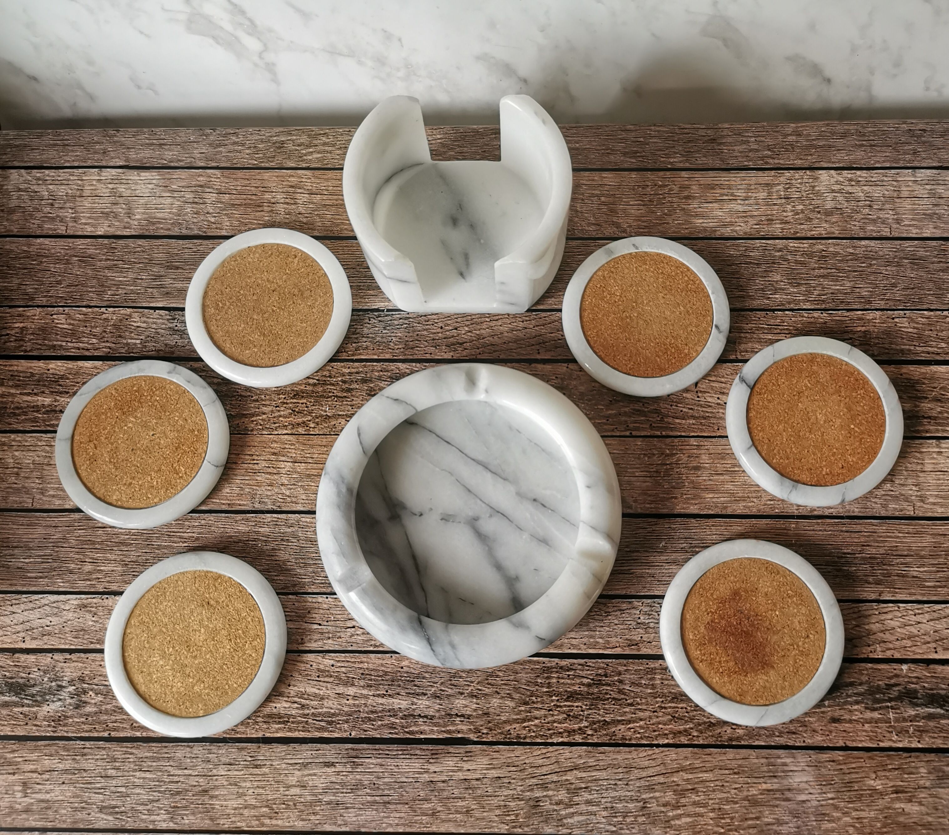 Ashtray and marble under glass