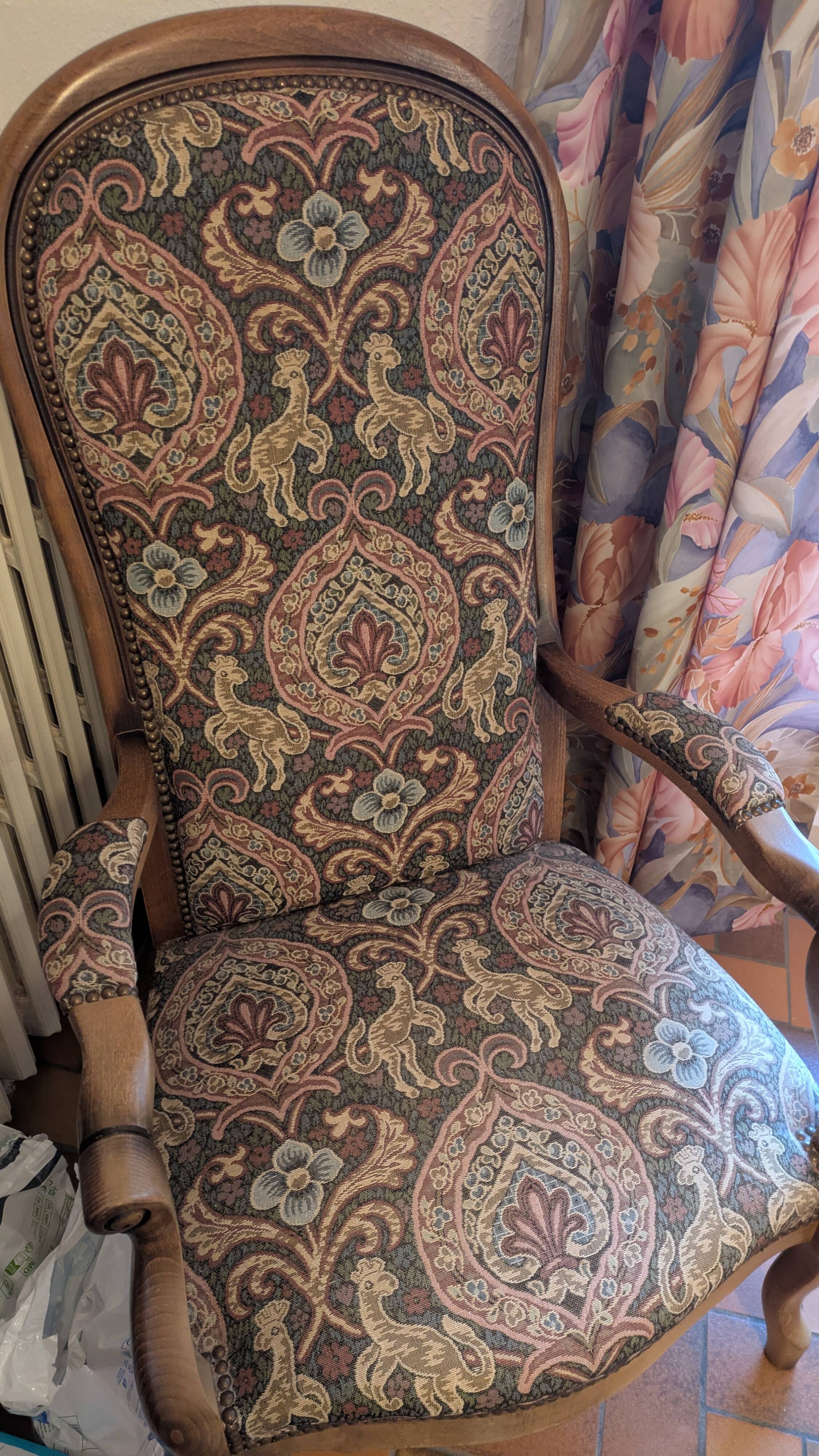 Set of 3 Louis Philippe upholstered armchairs