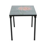 Small Ceramic Tile Table Adri Design Orange Abstract Flower 47cm