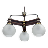 Vintage three satin glasses chandelier. Italy 1950s