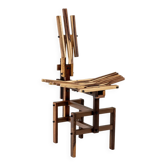 Post-modern sculptural chair in wood, design by Anacleto Spazzapan.