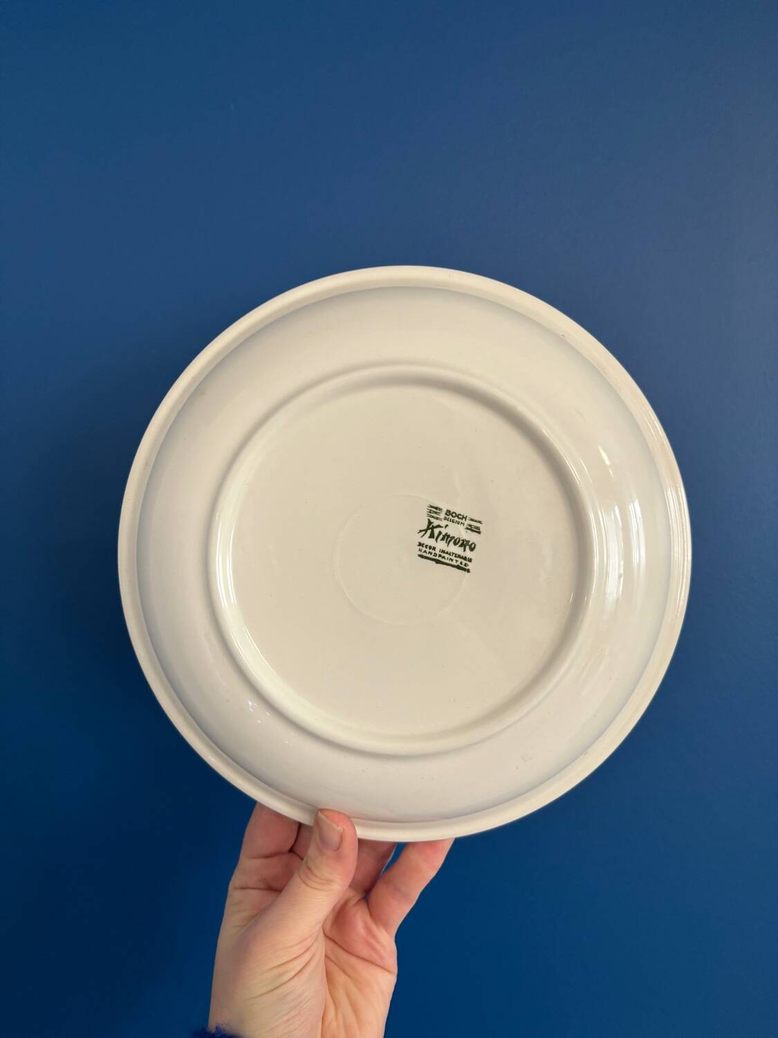 Set of 8 vintage Boch La Louviere soup plates, 1970s, kimono model