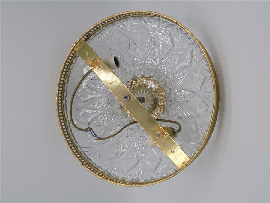 Ceiling lamp in glass and brass