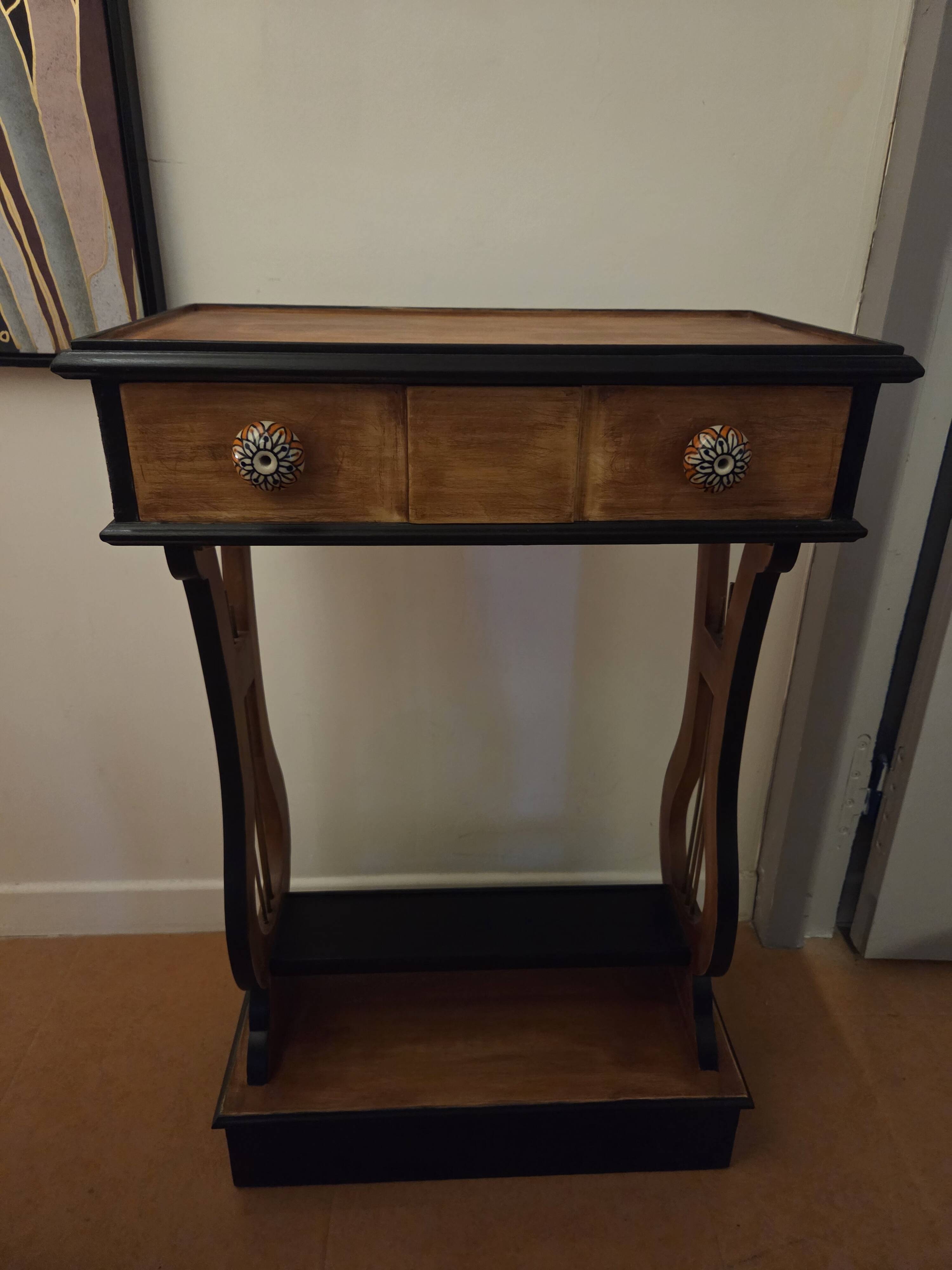 Lyre bedside table