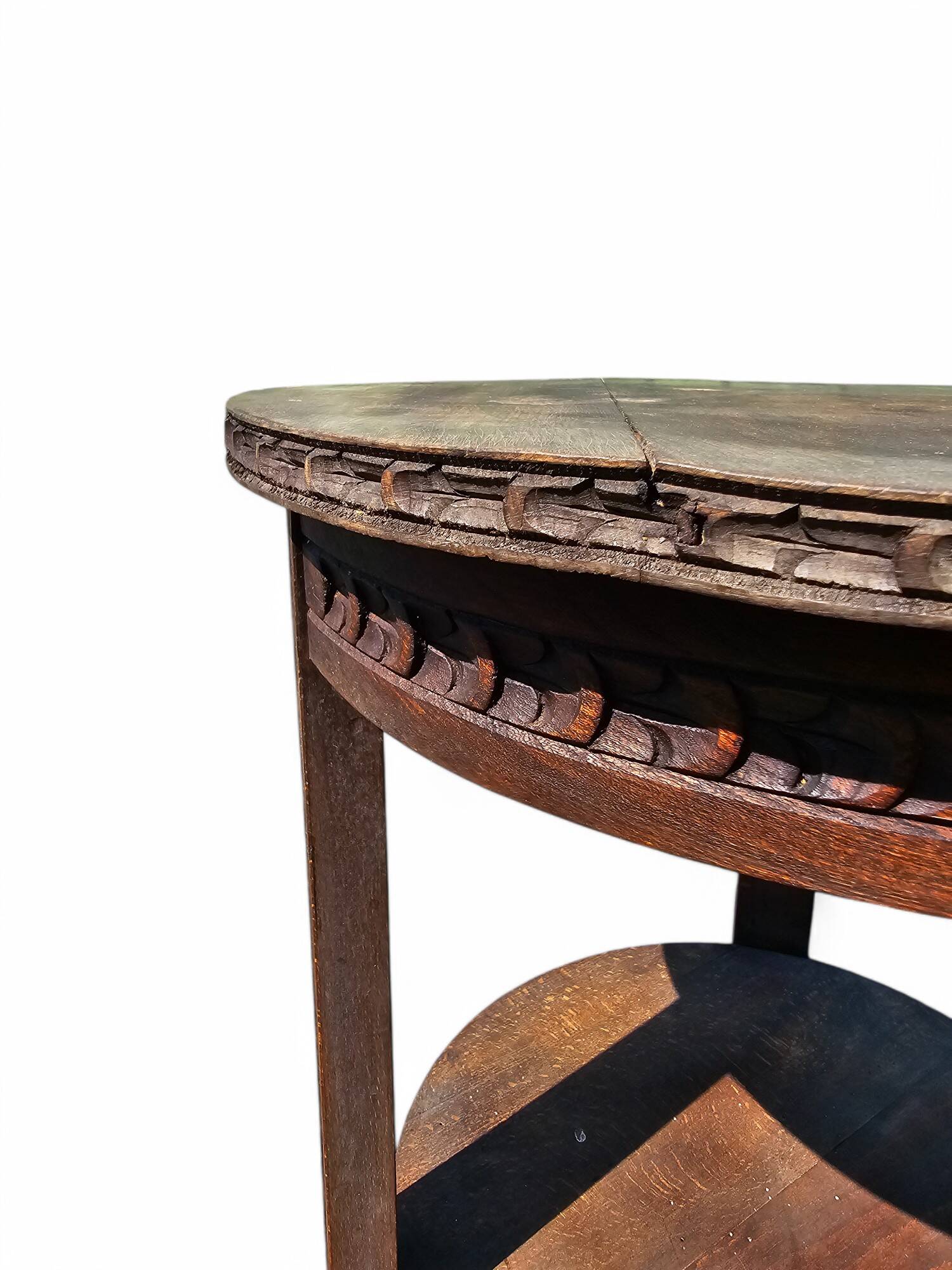 Antique side table with carved details