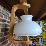 Vintage pendant lamp with opaline "your home" by Guillerme & Chambron