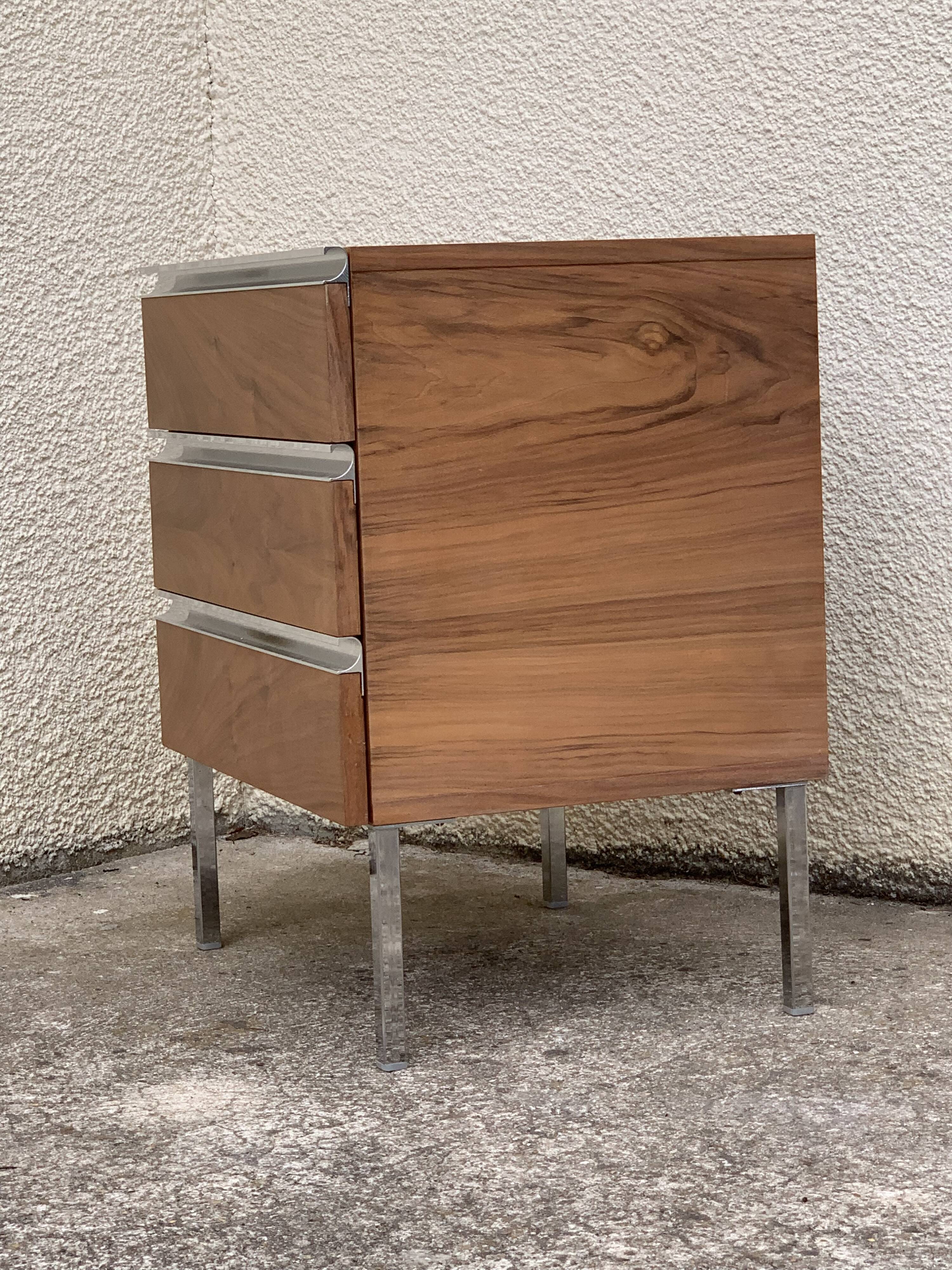 Vintage rosewood chest of drawers aluminum and chrome 1960