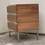 Vintage rosewood chest of drawers aluminum and chrome 1960