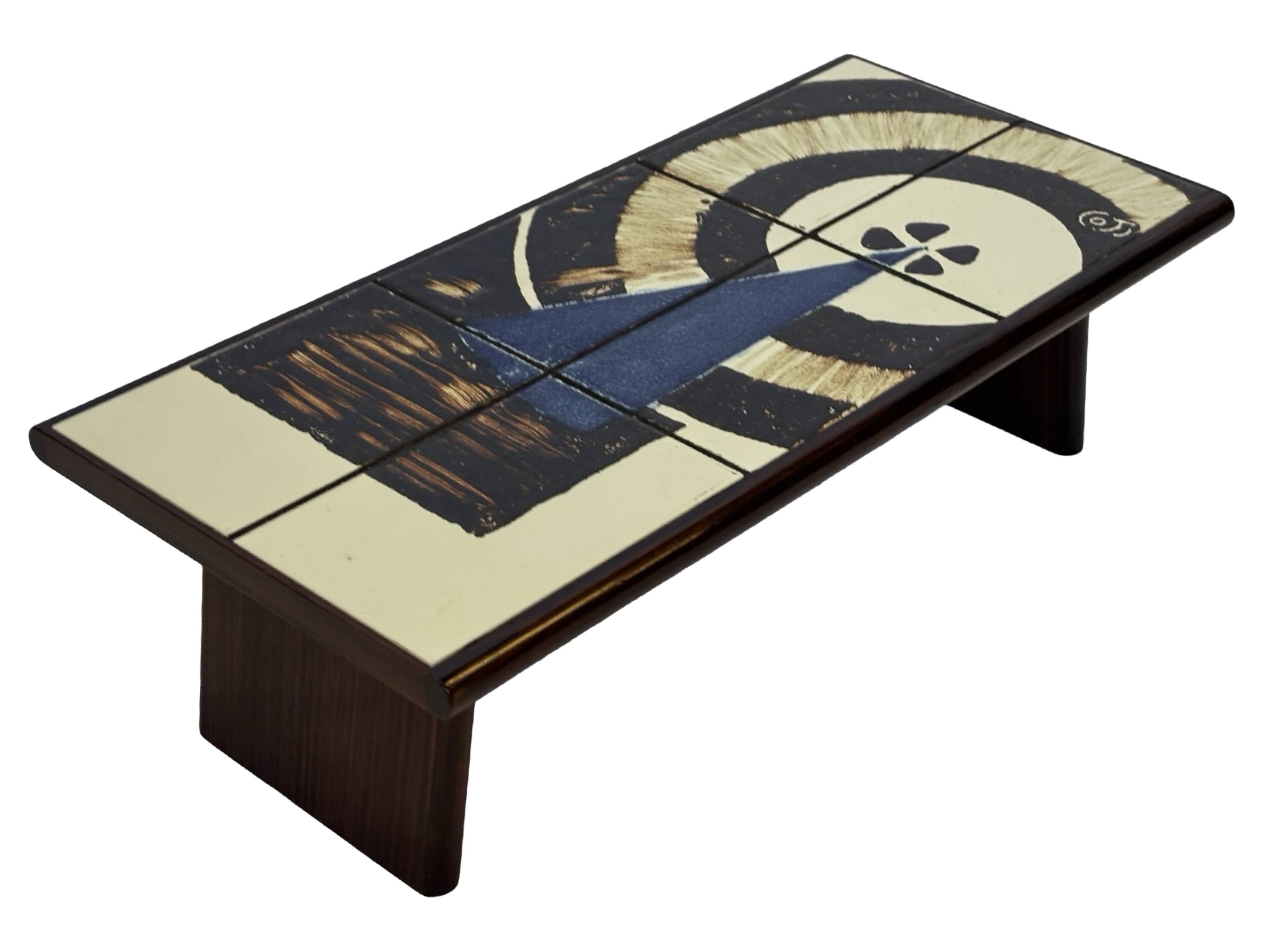 Vintage plant table small side table with rosewood tiles